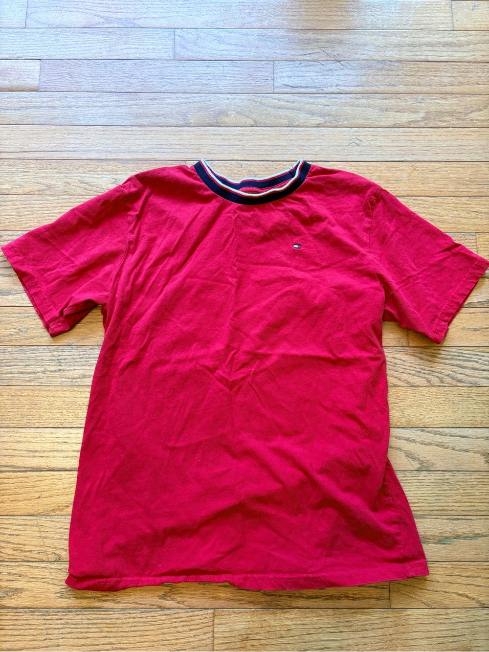 Tommy Hilfiger Red Short-Sleeve Ringer Tee with Navy & White Trim